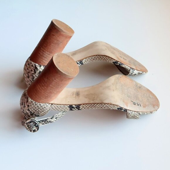 Steve Madden Sara Snakeskin Cylinder Heel Ankle Strap Sandals Size 7.5 - Picture 14 of 16